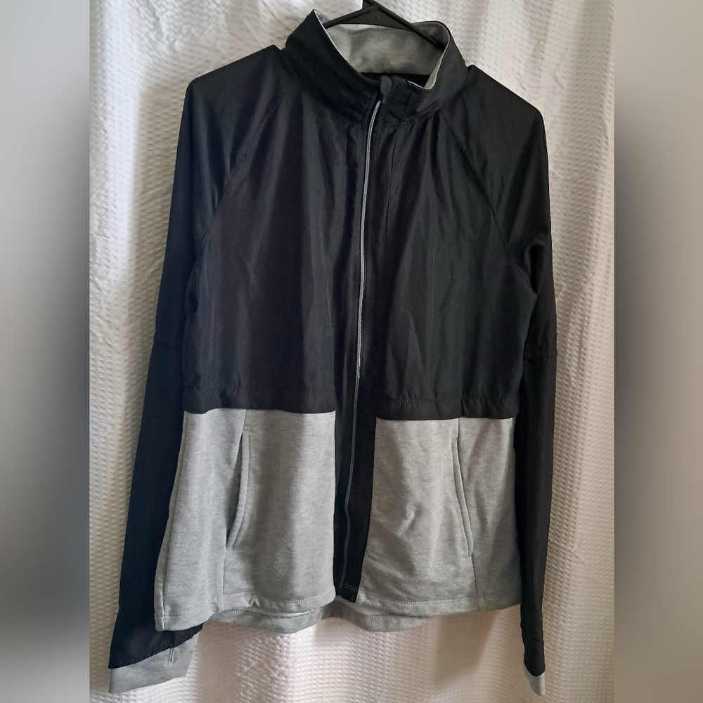 Black and Gray Zip-Up Liteweight Sports Jacket